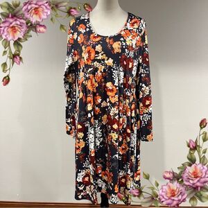 Floral Long Sleeve loose fit a-line long sleeve stretchy Dress size‎ XL